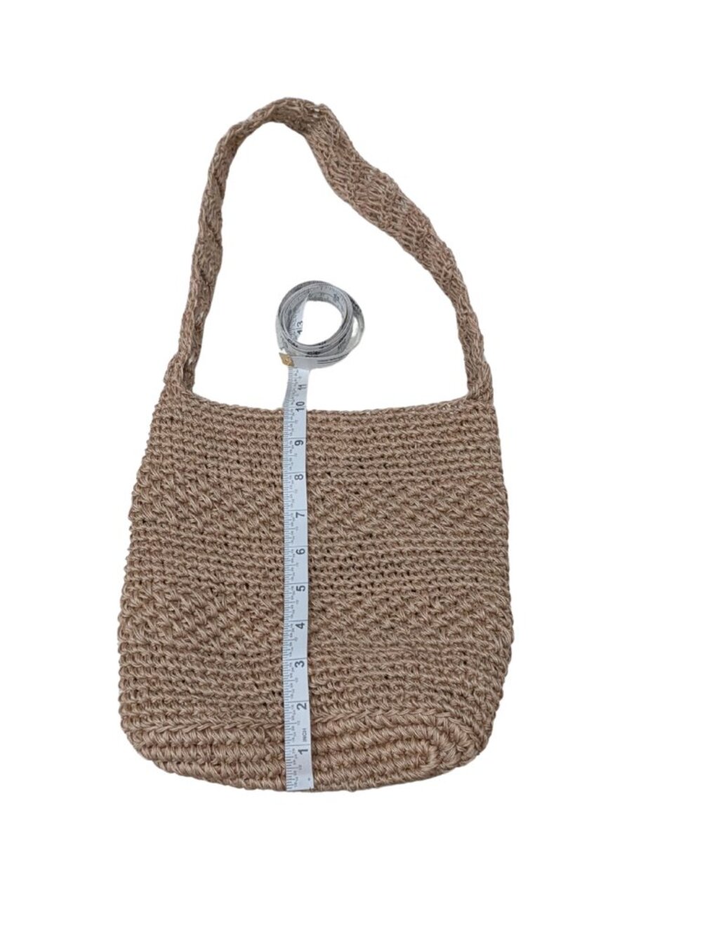 Natural Beige Jute Style Crochet Woven Shoulder Bag Boho Summer Purse - Picture 4 of 6